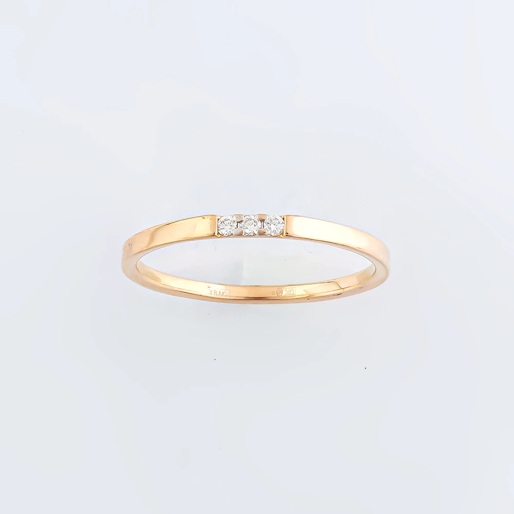 Кольцо с бриллиантом из красного золота 585 пробы