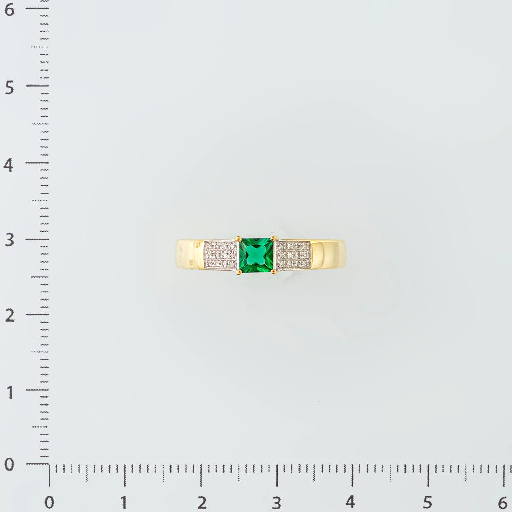 Кольцо с изумрудом синтетическим из красного золота 585 пробы