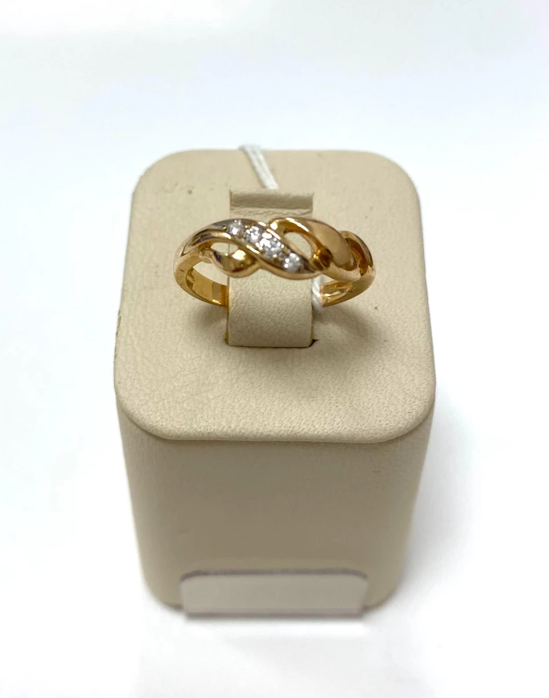 Кольцо с фианитом из красного золота 585 пробы