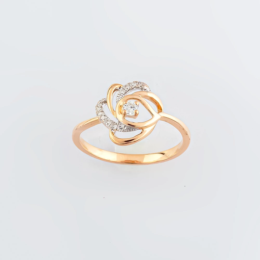 Кольцо с бриллиантом из красного золота 585 пробы