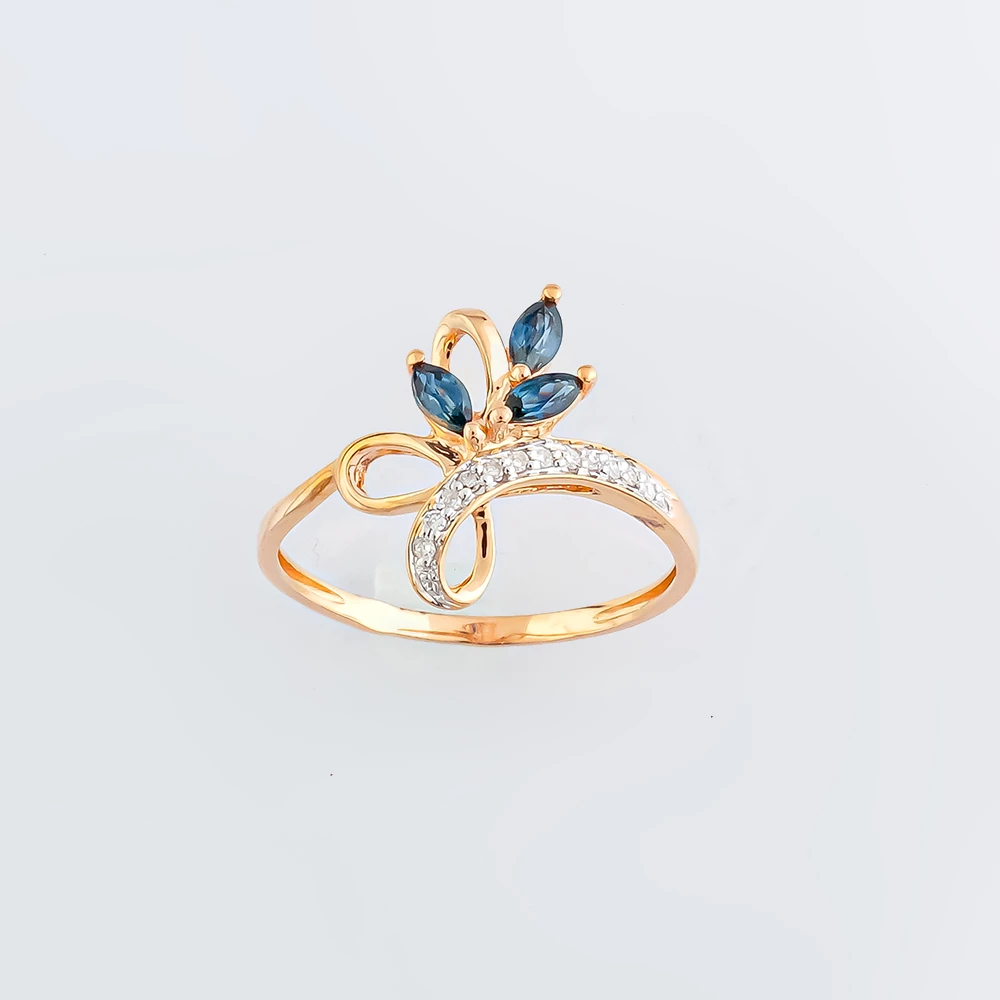 Кольцо с сапфиром из красного золота 585 пробы