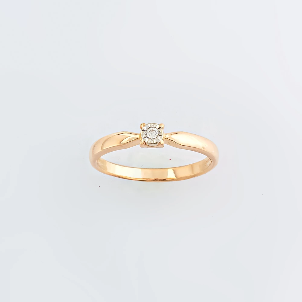 Кольцо с бриллиантом из красного золота 585 пробы