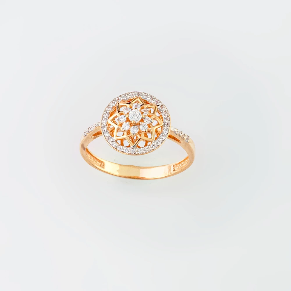 Кольцо с фианитом из красного золота 585 пробы Кольцо с фианитом из красного золота 585 пробы