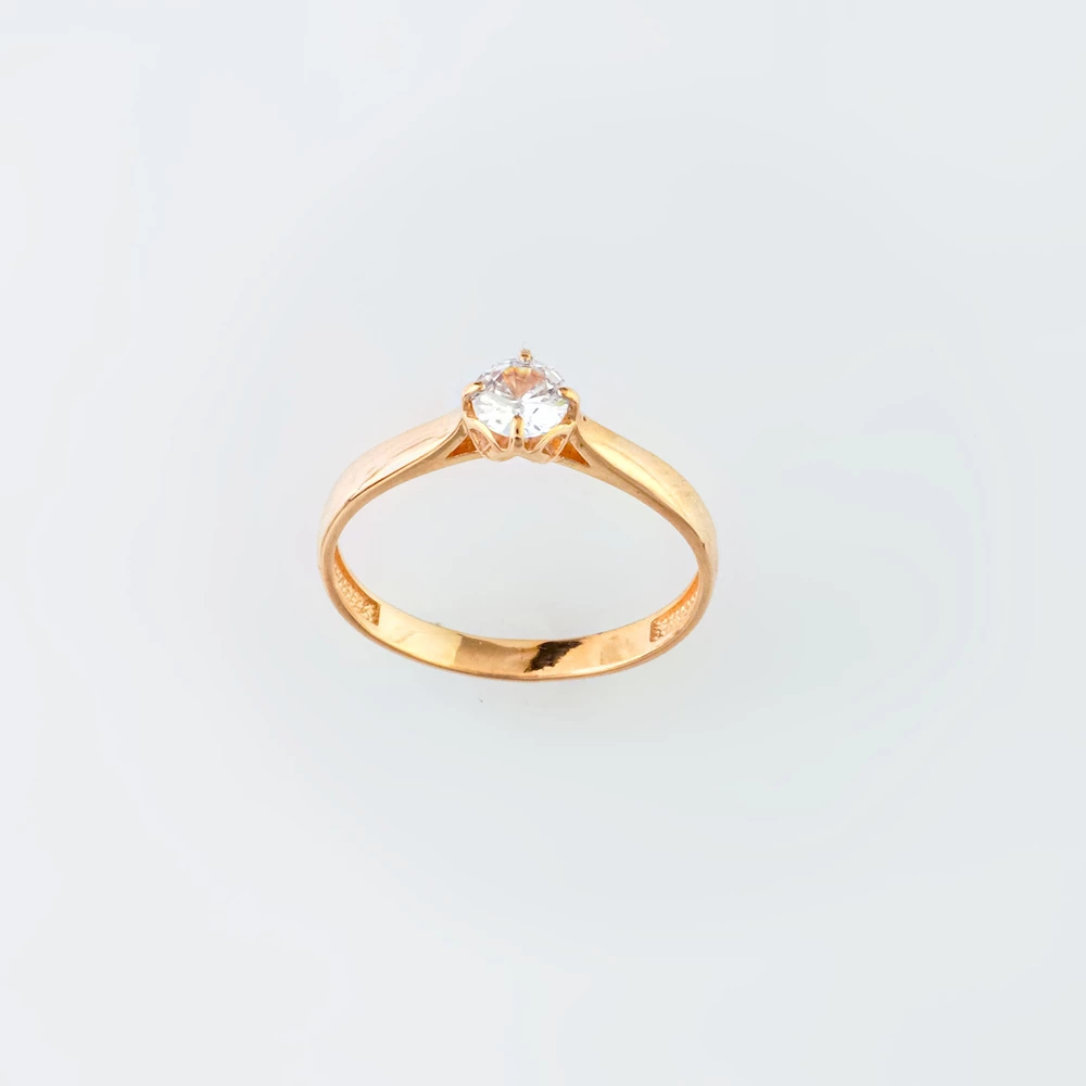 Кольцо с фианитом из красного золота 585 пробы