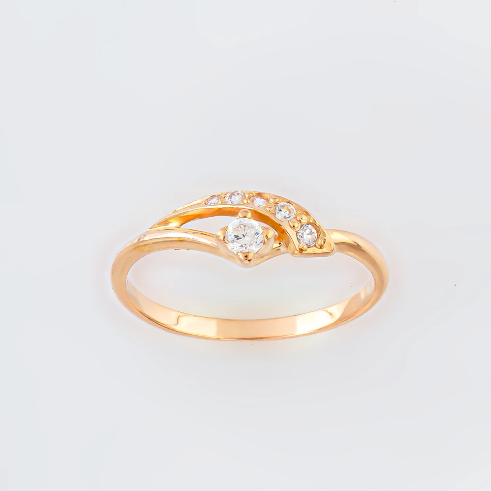 Кольцо с фианитом из красного золота 585 пробы Кольцо с фианитом из красного золота 585 пробы