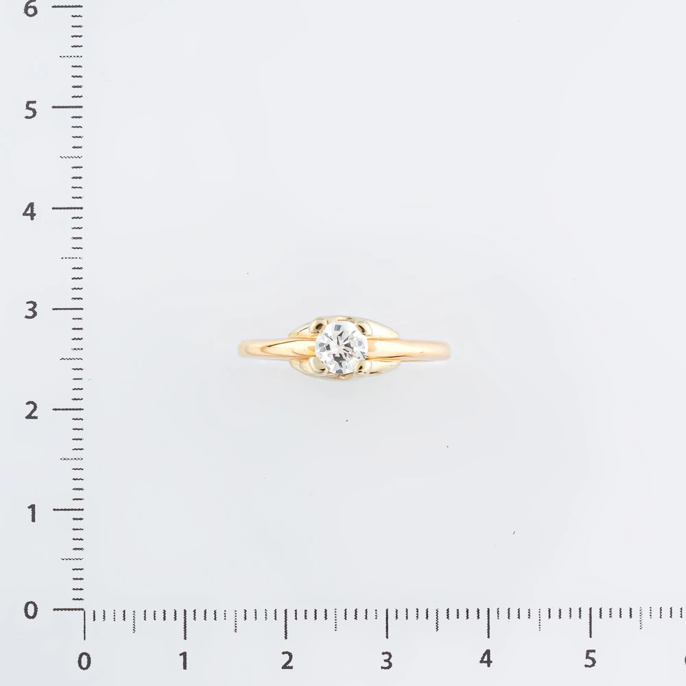 Кольцо с фианитом из красного золота 585 пробы