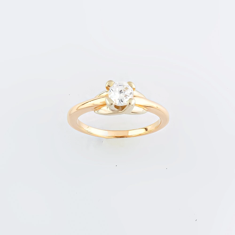 Кольцо с фианитом из красного золота 585 пробы