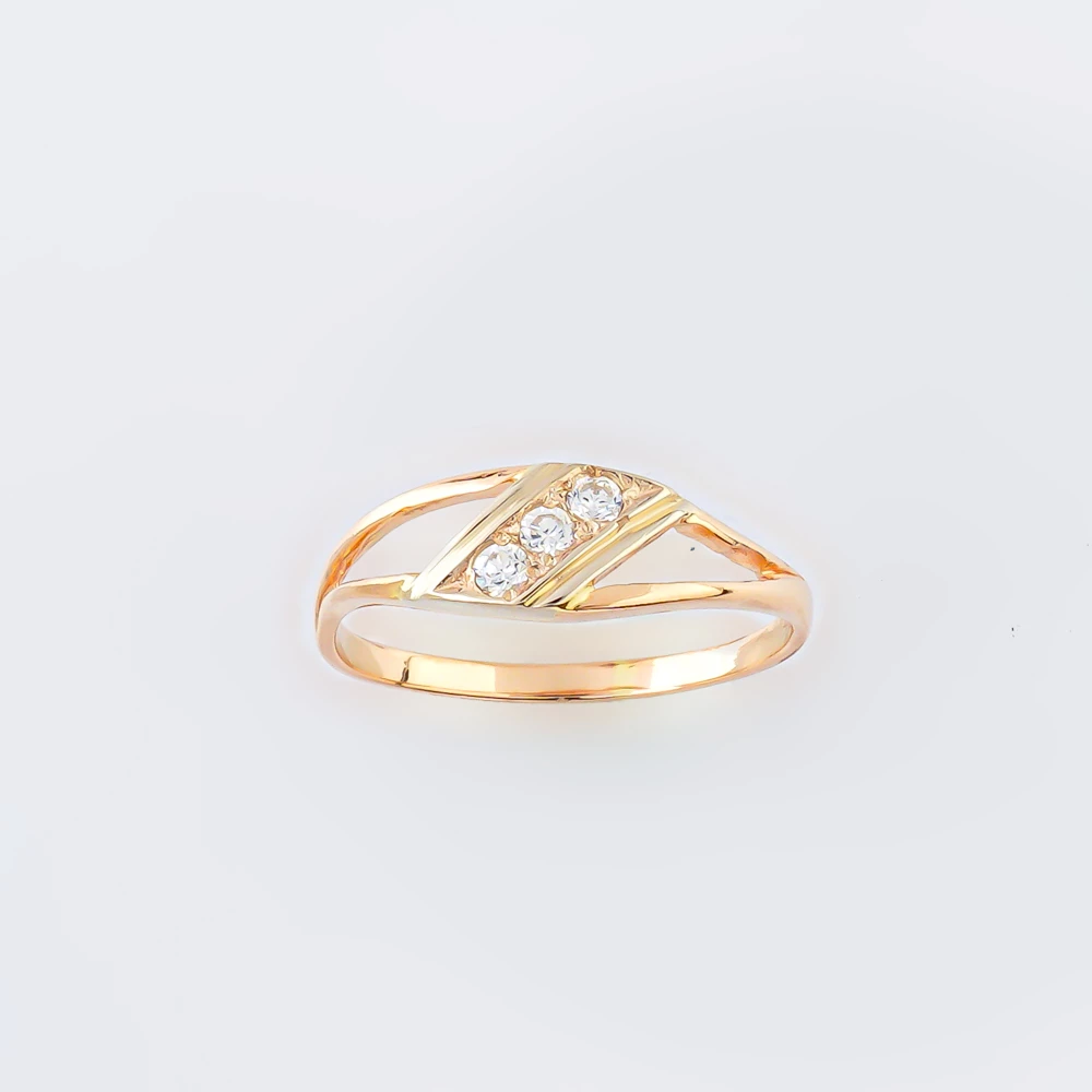 Кольцо с фианитом из красного золота 585 пробы Кольцо с фианитом из красного золота 585 пробы