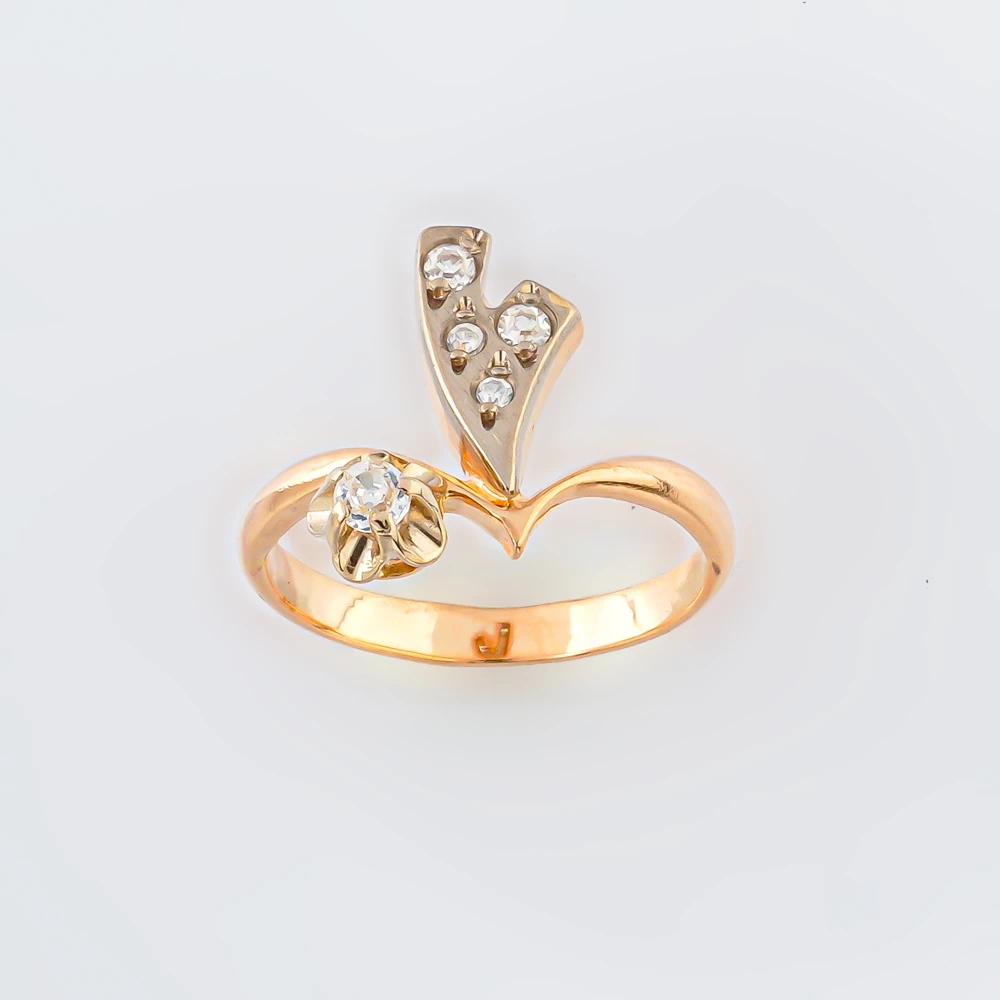 Кольцо с фианитом из красного золота 585 пробы Кольцо с фианитом из красного золота 585 пробы