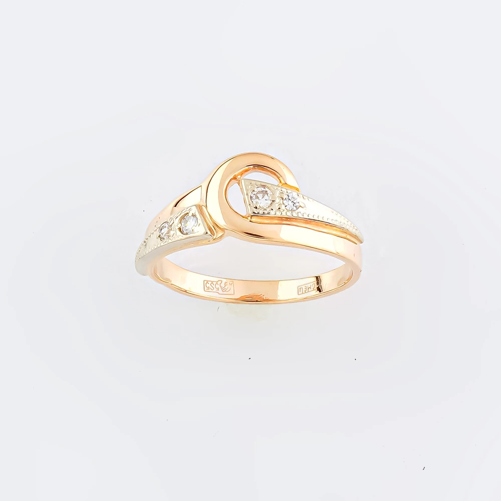 Кольцо с фианитом из красного золота 585 пробы Кольцо с фианитом из красного золота 585 пробы