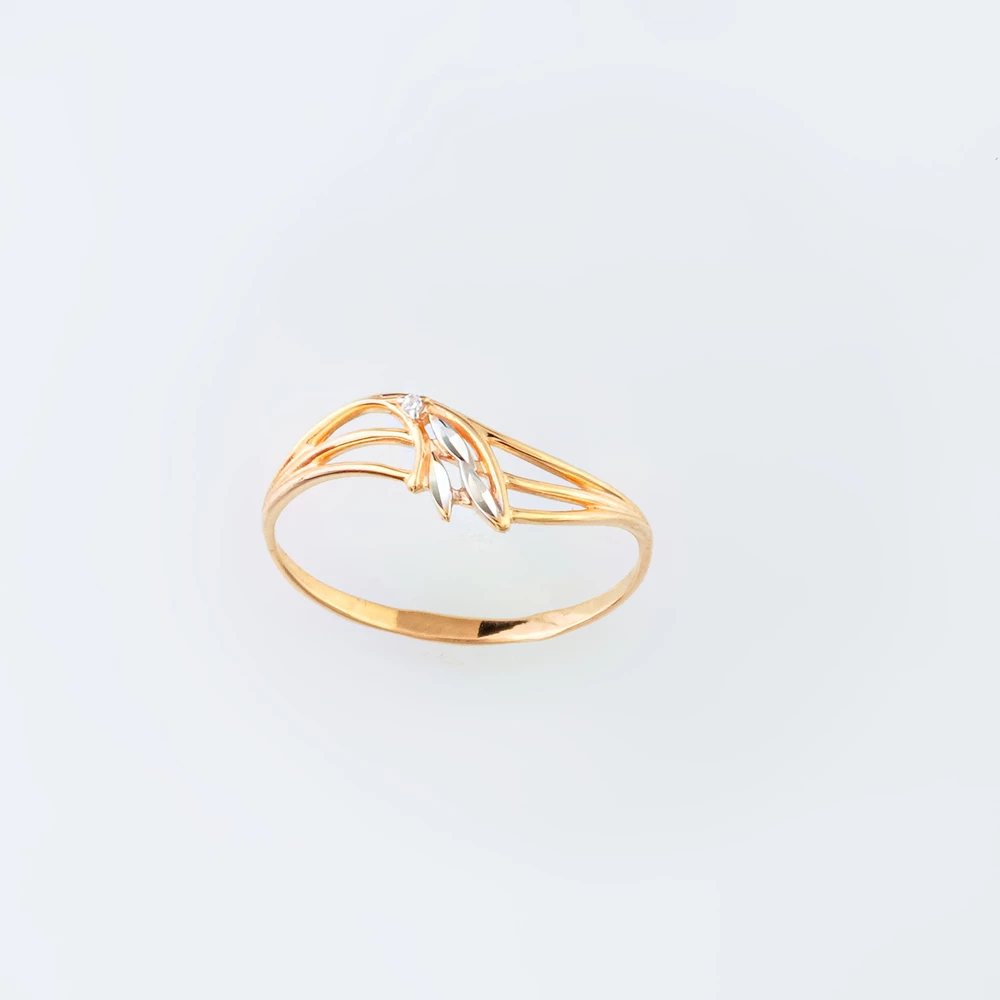 Кольцо с фианитом из красного золота 585 пробы