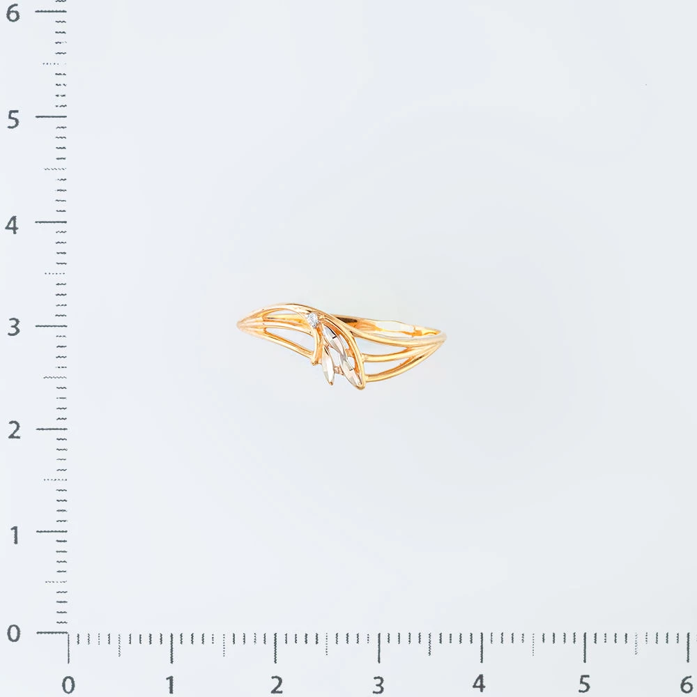 Кольцо с фианитом из красного золота 585 пробы