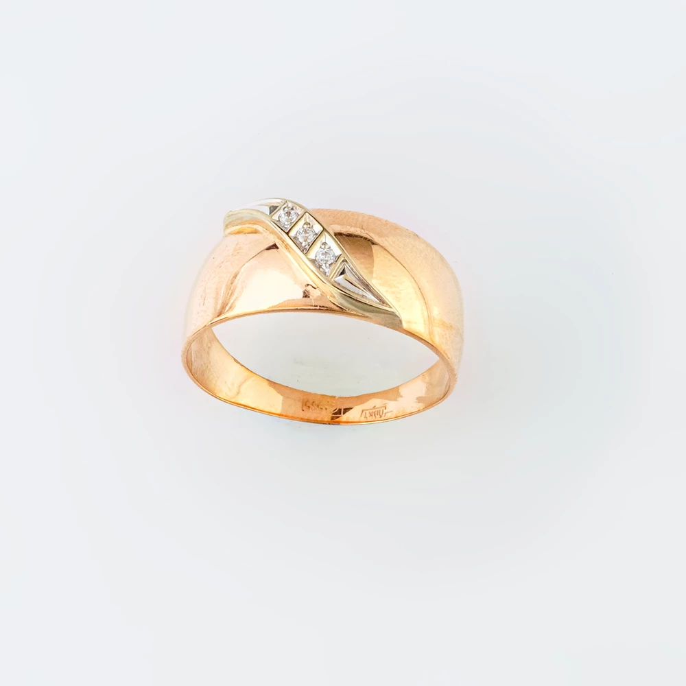 Кольцо с фианитом из красного золота 585 пробы Кольцо с фианитом из красного золота 585 пробы