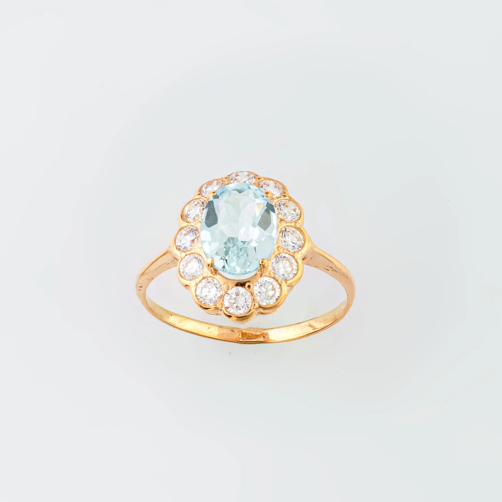 Кольцо с топазом из красного золота 585 пробы Кольцо с топазом из красного золота 585 пробы