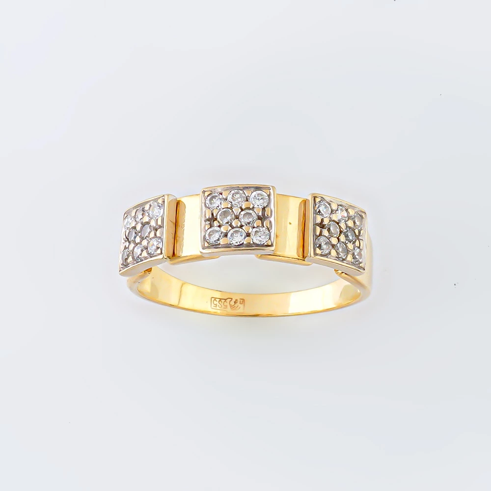 Кольцо с фианитом из желтого золота 585 пробы 1