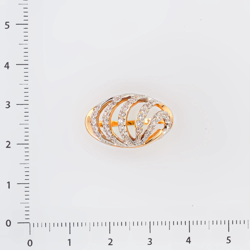 Кольцо с фианитом из красного золота 585 пробы