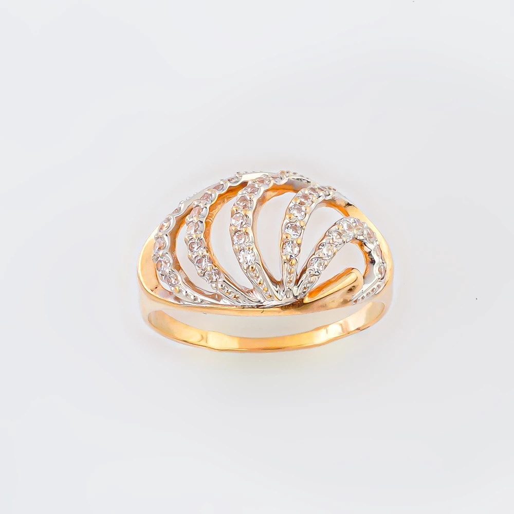 Кольцо с фианитом из красного золота 585 пробы