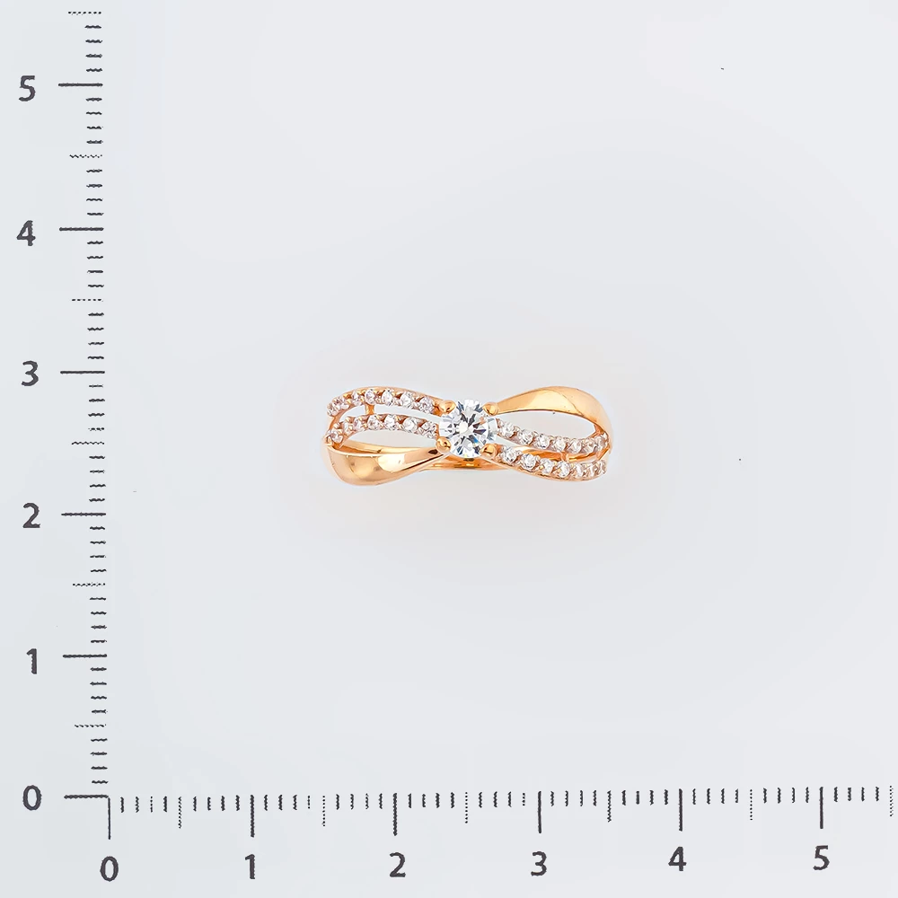 Кольцо с фианитом из красного золота 585 пробы Кольцо с фианитом из красного золота 585 пробы