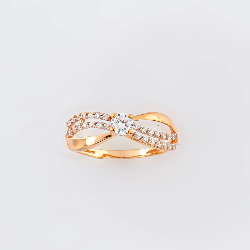 Кольцо с фианитом из красного золота 585 пробы Кольцо с фианитом из красного золота 585 пробы