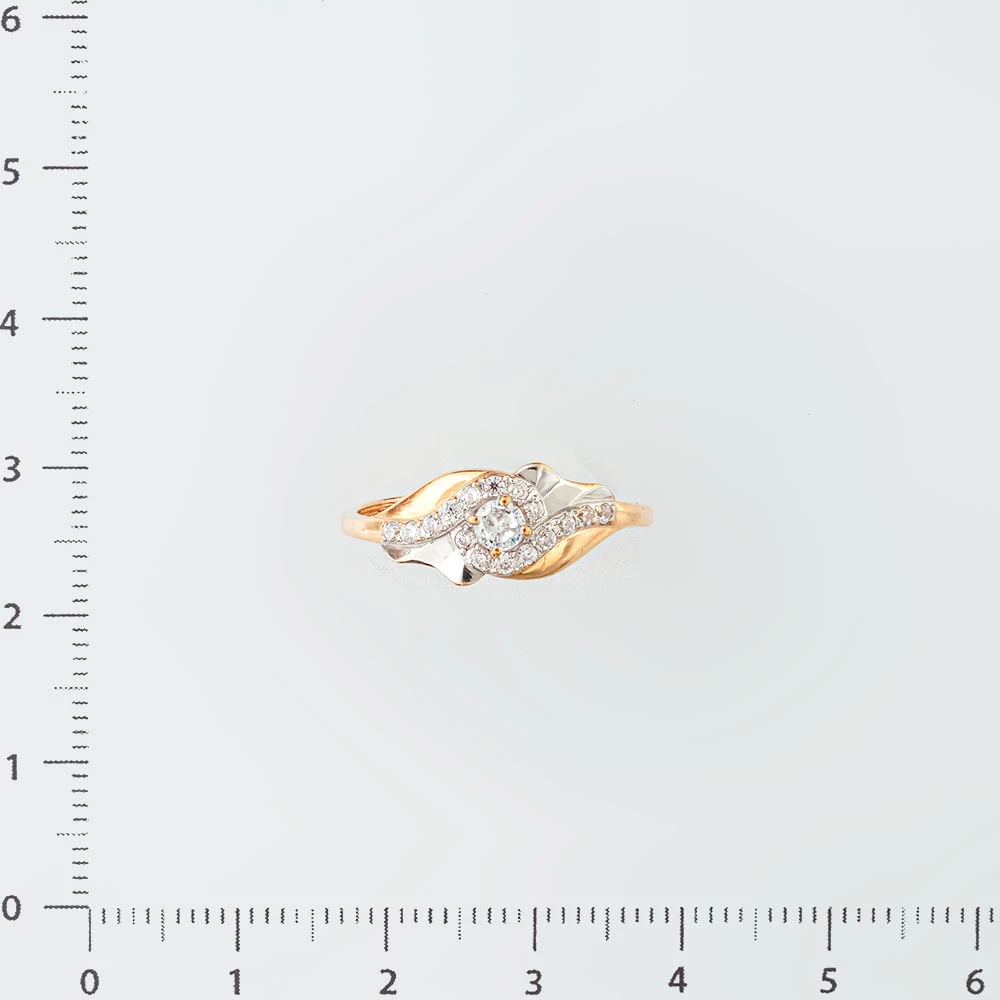 Кольцо с фианитом из красного золота 585 пробы