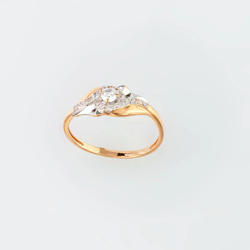 Кольцо с фианитом из красного золота 585 пробы