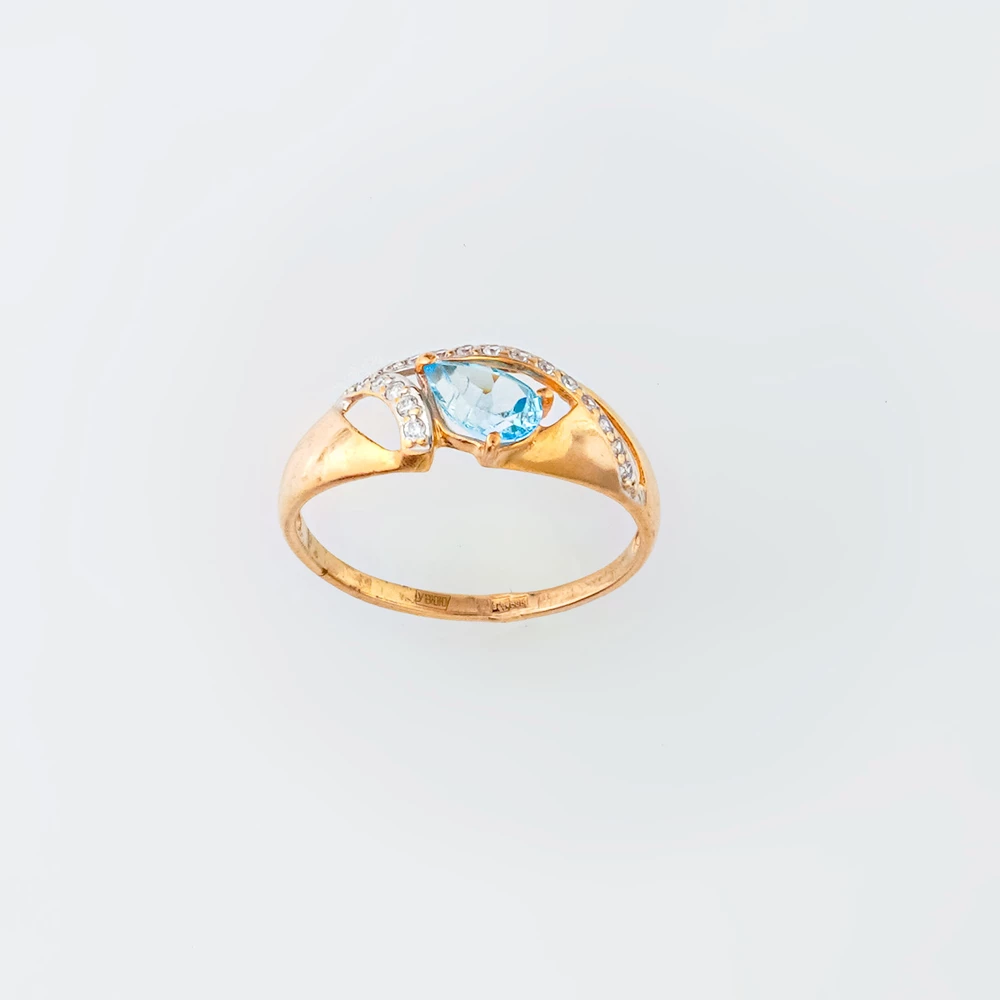 Кольцо с топазом из красного золота 585 пробы Кольцо с топазом из красного золота 585 пробы