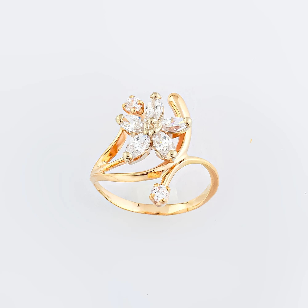 Кольцо с фианитом из красного золота 585 пробы Кольцо с фианитом из красного золота 585 пробы