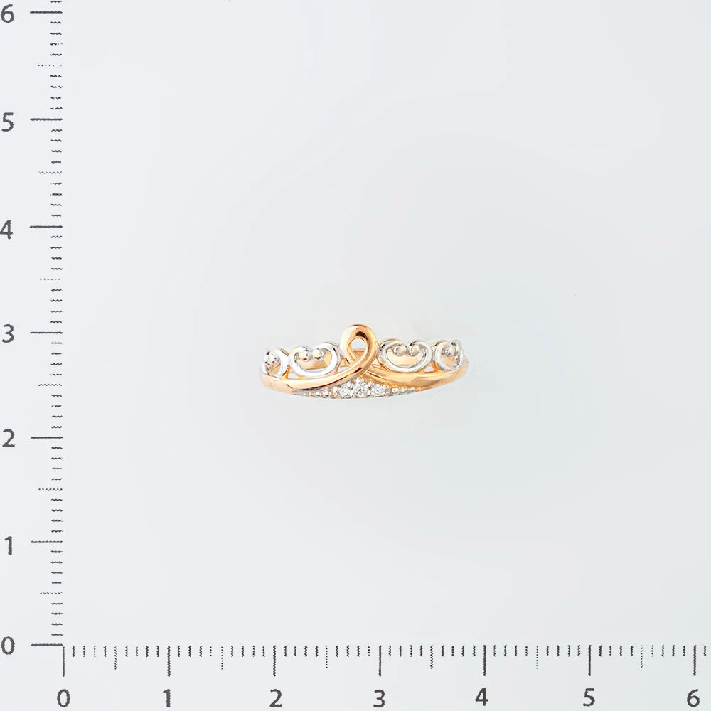 Кольцо с фианитом из красного золота 585 пробы