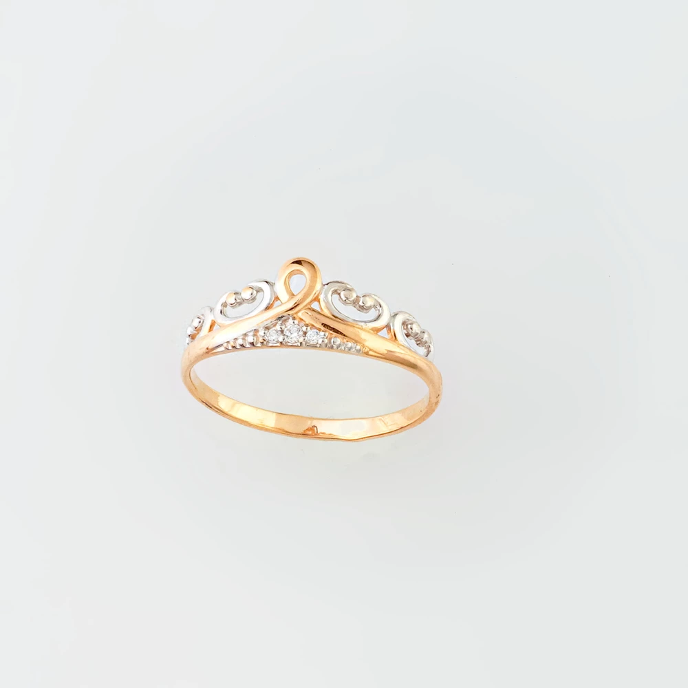 Кольцо с фианитом из красного золота 585 пробы