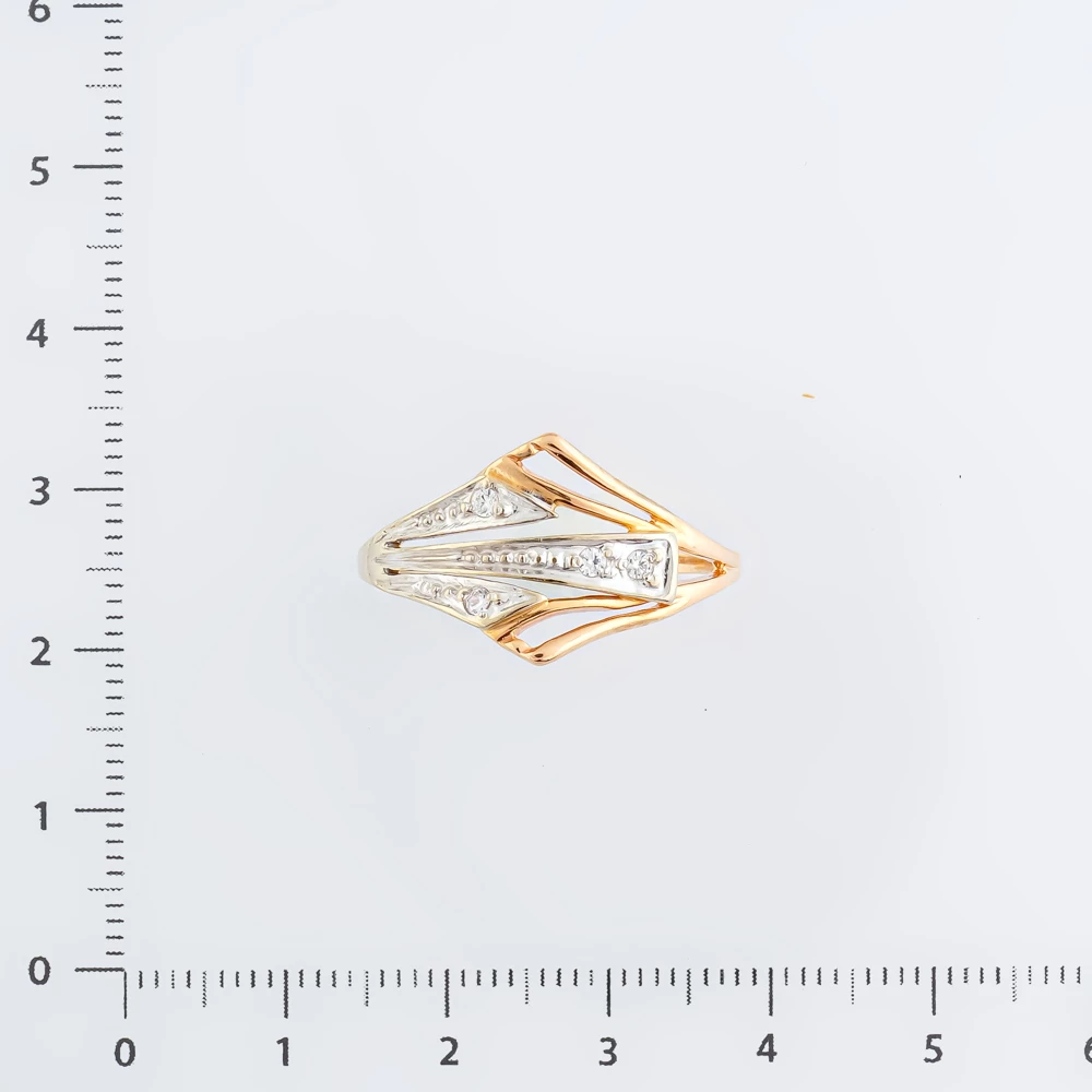 Кольцо с фианитом из красного золота 585 пробы