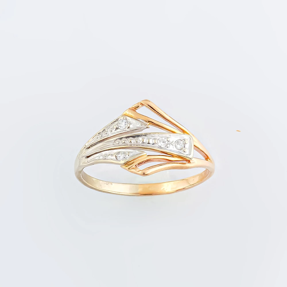 Кольцо с фианитом из красного золота 585 пробы