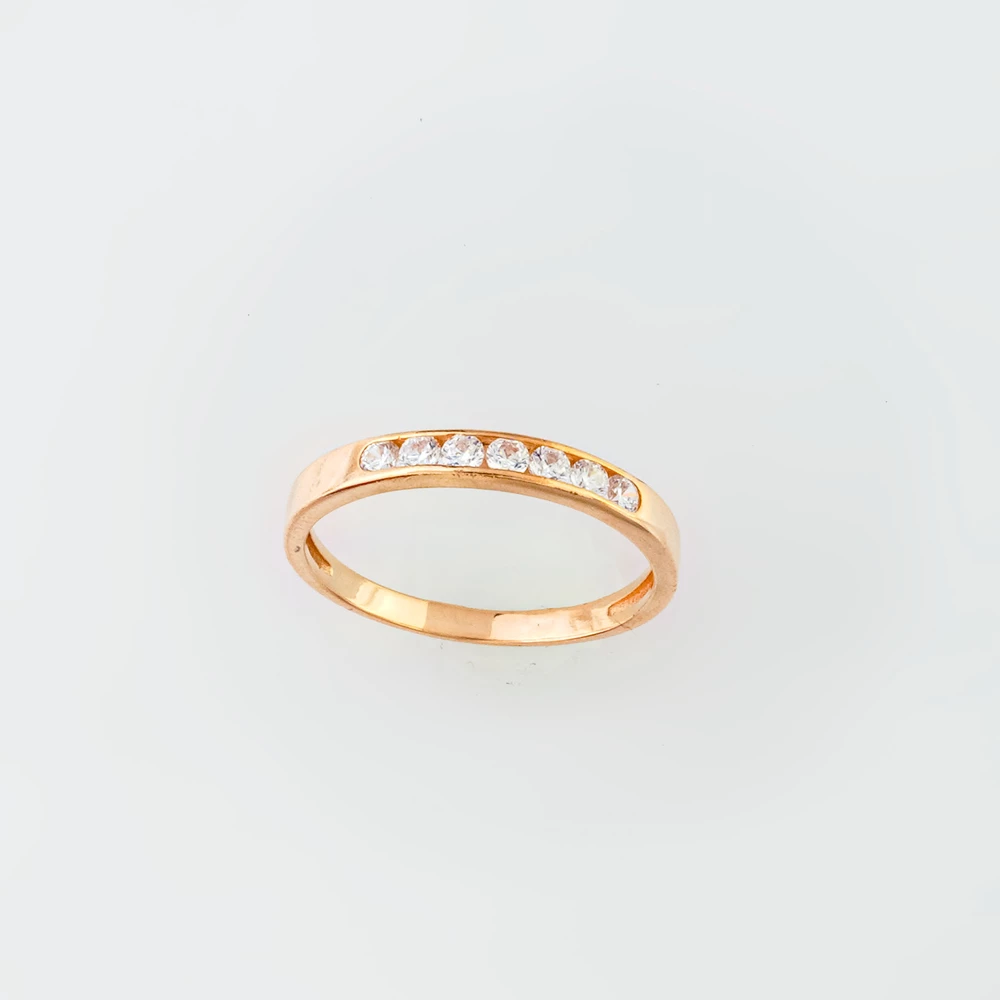 Кольцо с фианитом из красного золота 585 пробы