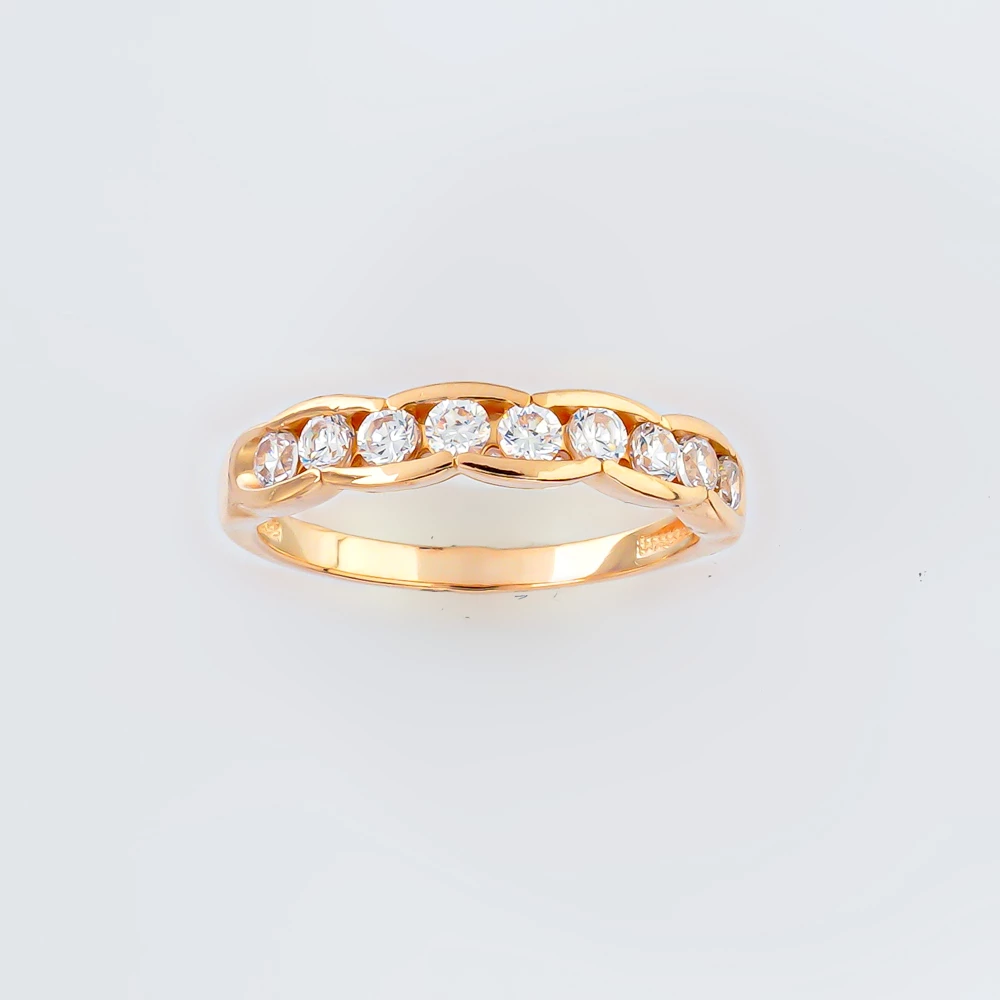 Кольцо с фианитом из красного золота 585 пробы