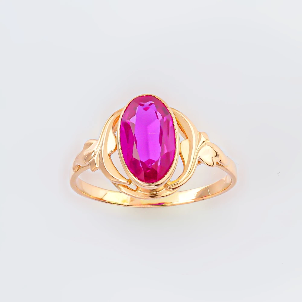 Кольцо с фианитом из красного золота 583 пробы 1