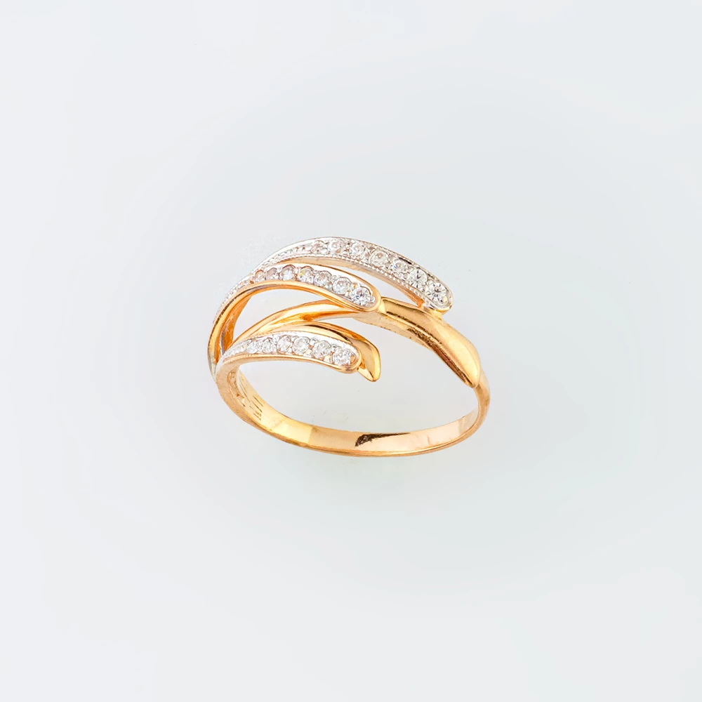 Кольцо с фианитом из красного золота 585 пробы