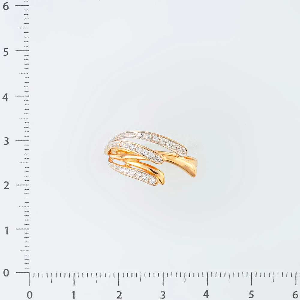 Кольцо с фианитом из красного золота 585 пробы