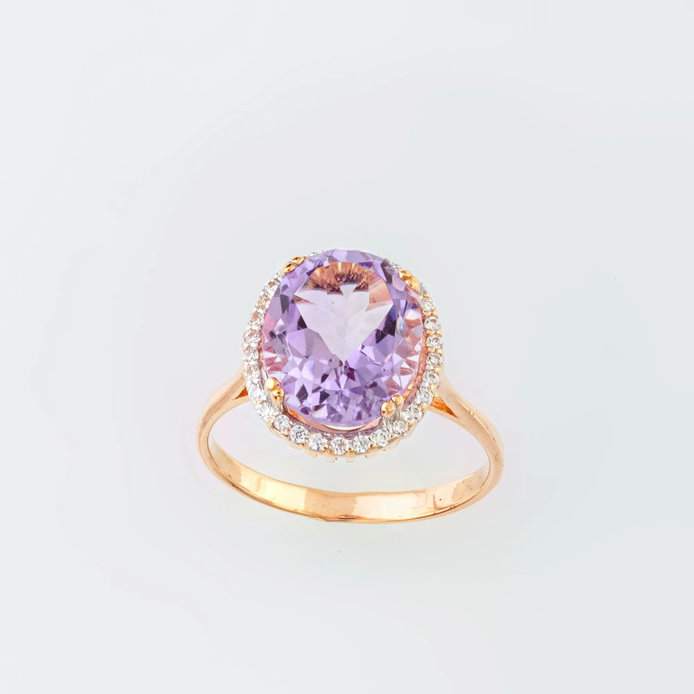 Кольцо с аметистом из красного золота 585 пробы Кольцо с аметистом из красного золота 585 пробы