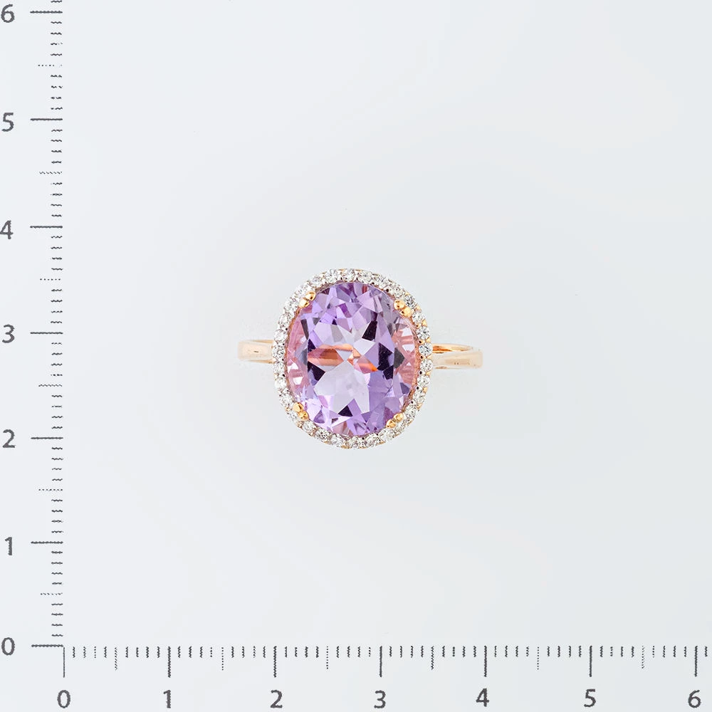 Кольцо с аметистом из красного золота 585 пробы Кольцо с аметистом из красного золота 585 пробы