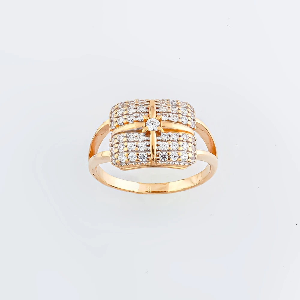 Кольцо с фианитом из красного золота 585 пробы Кольцо с фианитом из красного золота 585 пробы