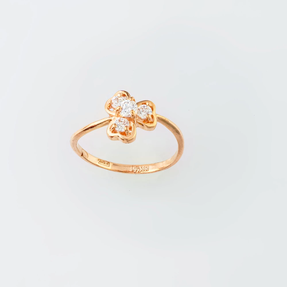 Кольцо с фианитом из красного золота 585 пробы Кольцо с фианитом из красного золота 585 пробы