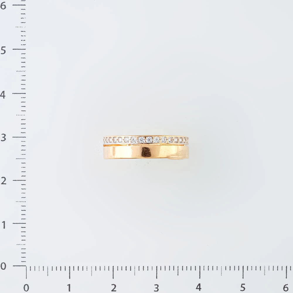 Кольцо с фианитом из красного золота 585 пробы