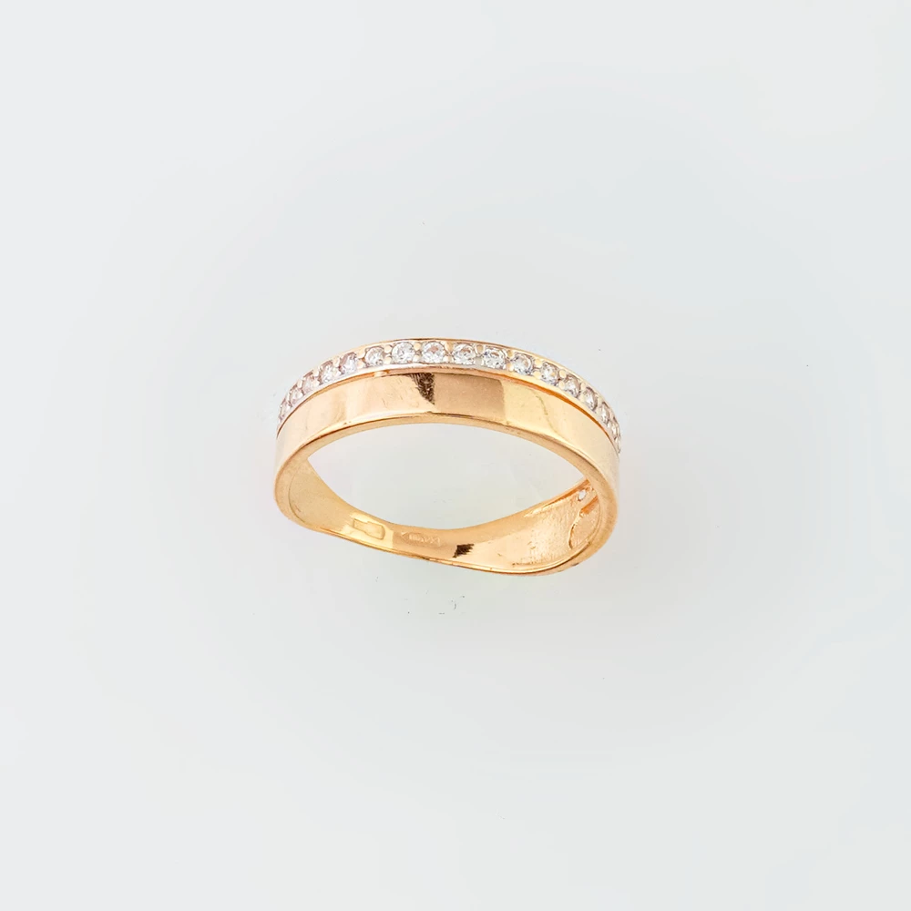 Кольцо с фианитом из красного золота 585 пробы