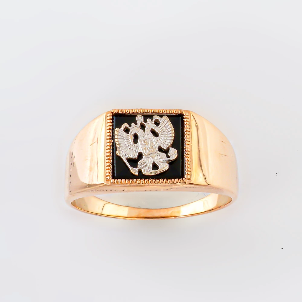 Кольцо с ониксом из красного золота 585 пробы