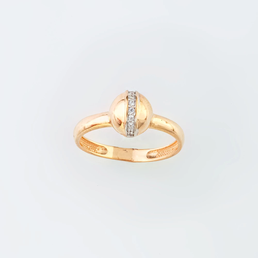 Кольцо с фианитом из красного золота 585 пробы