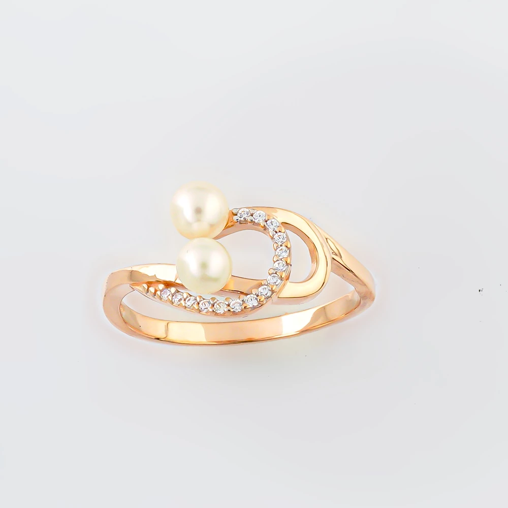 Кольцо с культивированным жемчугом из красного золота 585 пробы Кольцо с культивированным жемчугом из красного золота 585 пробы