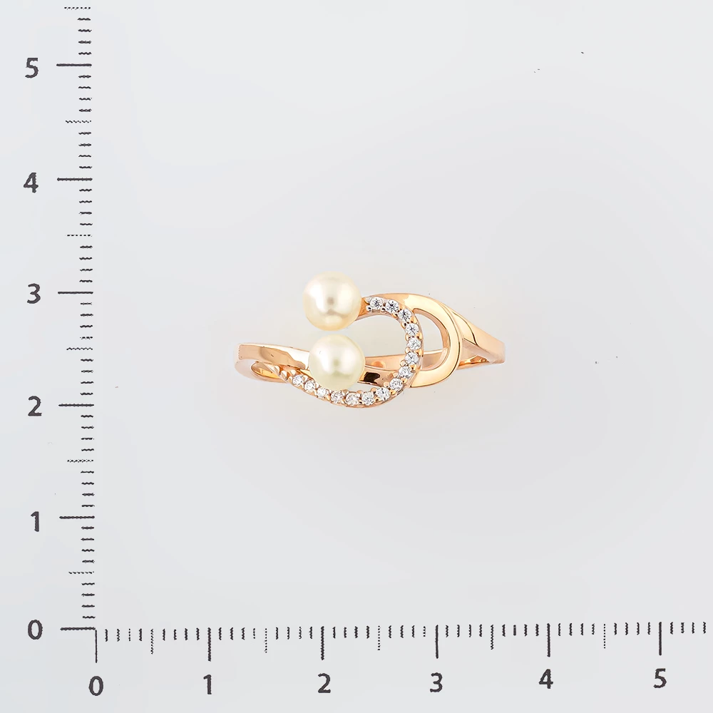 Кольцо с культивированным жемчугом из красного золота 585 пробы Кольцо с культивированным жемчугом из красного золота 585 пробы