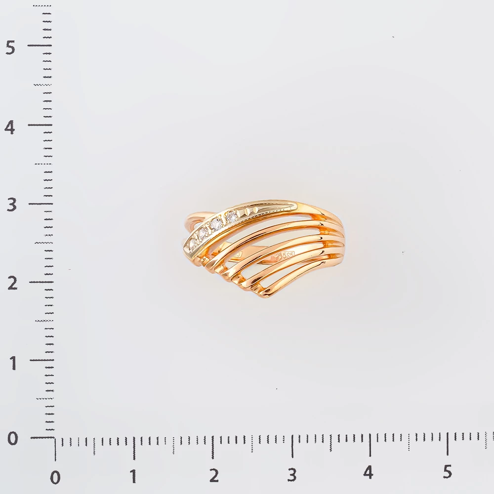 Кольцо с фианитом из красного золота 585 пробы