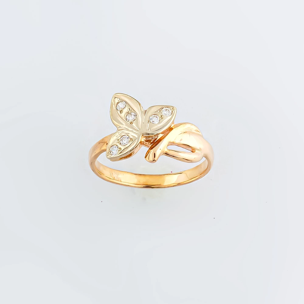 Кольцо с фианитом из красного золота 585 пробы Кольцо с фианитом из красного золота 585 пробы