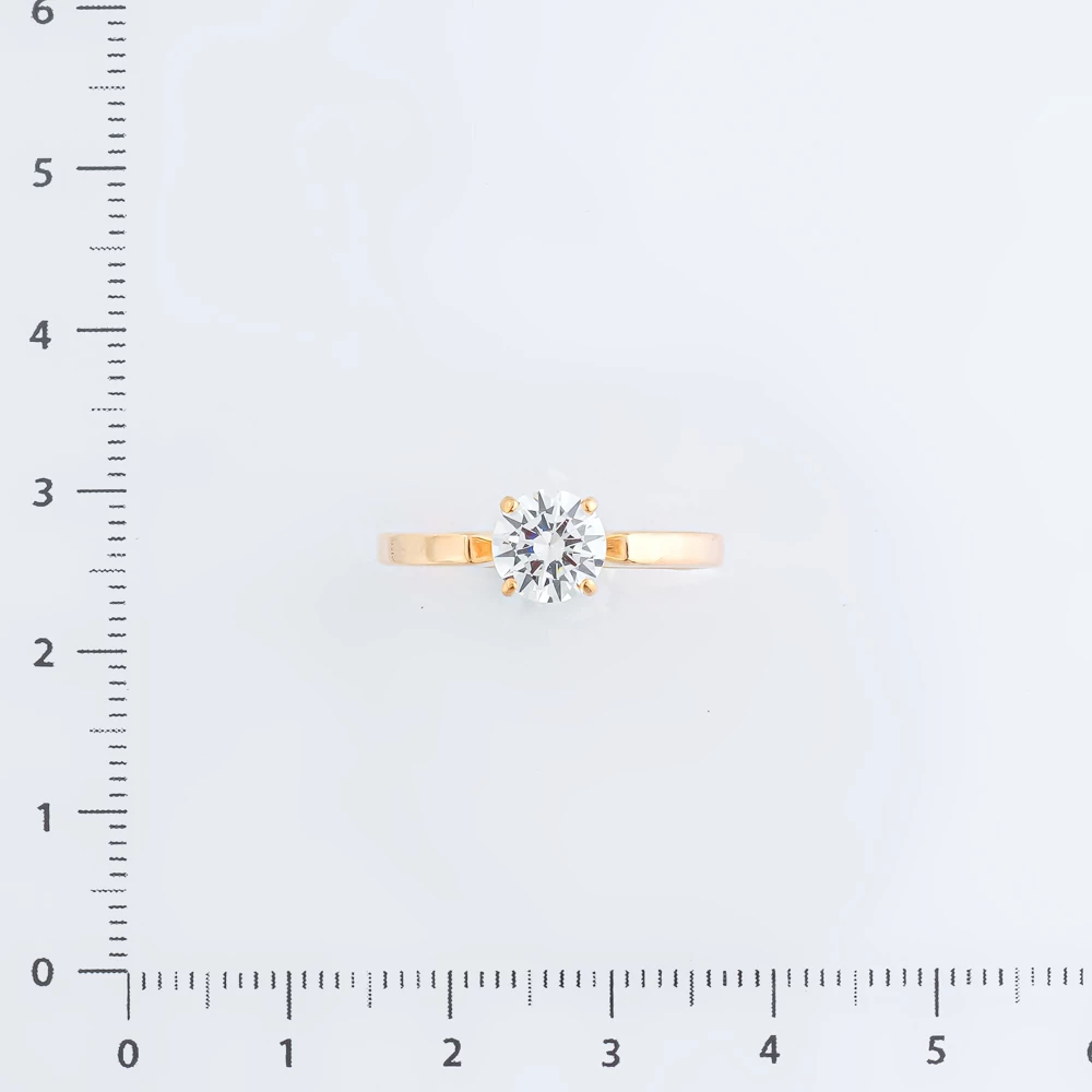 Кольцо с фианитом из красного золота 585 пробы