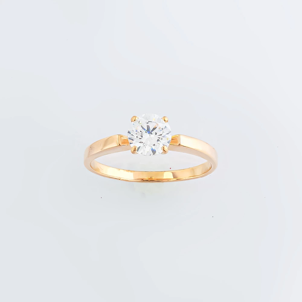 Кольцо с фианитом из красного золота 585 пробы